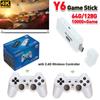 Y6 4k Retro Video Game Console 2.4G Wireless Game TV Stick 64/128G 10000+ Game HD Emuelec4.3 Portable Video Game Stick for GBA