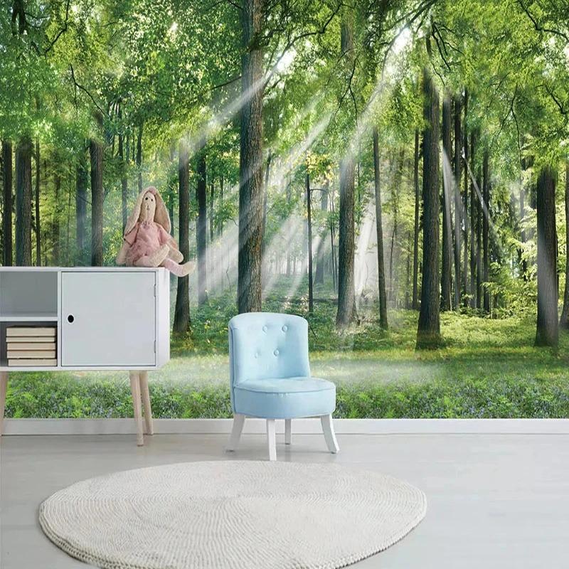 Солнечный зеленый лес 3d настенная роспись гостиная ресторан кафе фон обои домашний декор