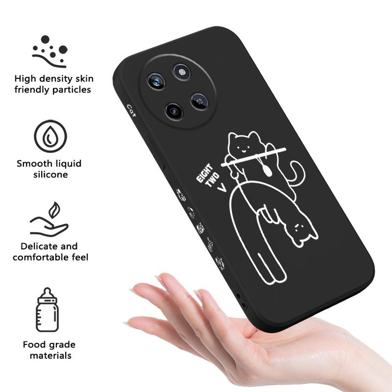 Милый чехол для телефона с тяжелым котом для OPPO Realme 12 11 10 9 9i 8 8i 7 Pro Plus C35 C21Y C25Y C25 4G 5G, жидко-силиконовый чехол