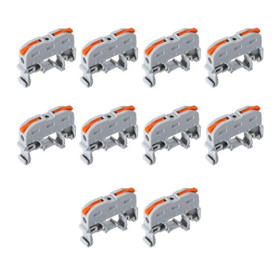 10Pcs KV121 Push-in Quick Terminal Block Din Rail Connector Universal Compact Fast Electrical