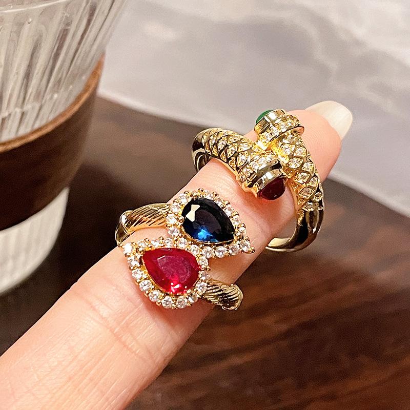 Medieval Plated 18K Open Ring Inlaid Zircon Cross Light Luxury High-End Niche Design Personalized Ring Woman