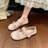Bow Single Shoes Women's Spring and Autumn New Flat Mary Jane Shoes Velcro Beanie Shoes Women