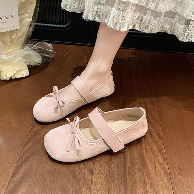 Туфли-лодочки женские весенне-осенние новые на плоской подошве Мэри Джейн на липучке женские туфли-бини