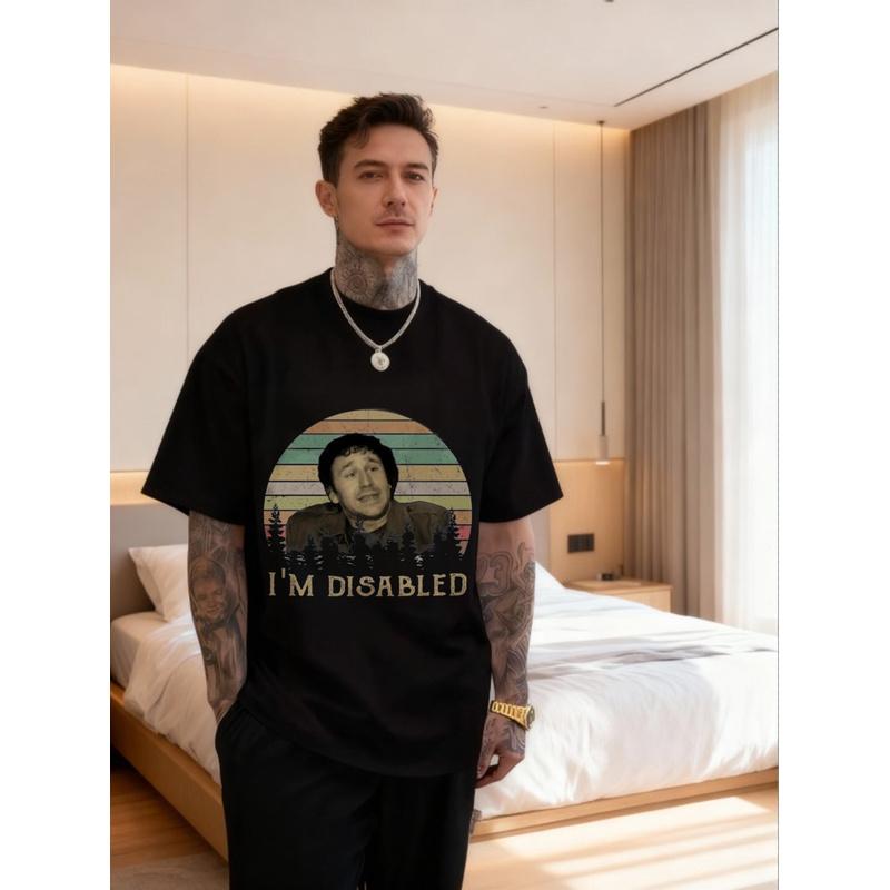 Men'S Vintage T-Shirt for Disabilities Featuring The Phrase "I Am Disabled". This Shirt Mirrors The Style of IT Celebrity Roy Trenneman And Comes in