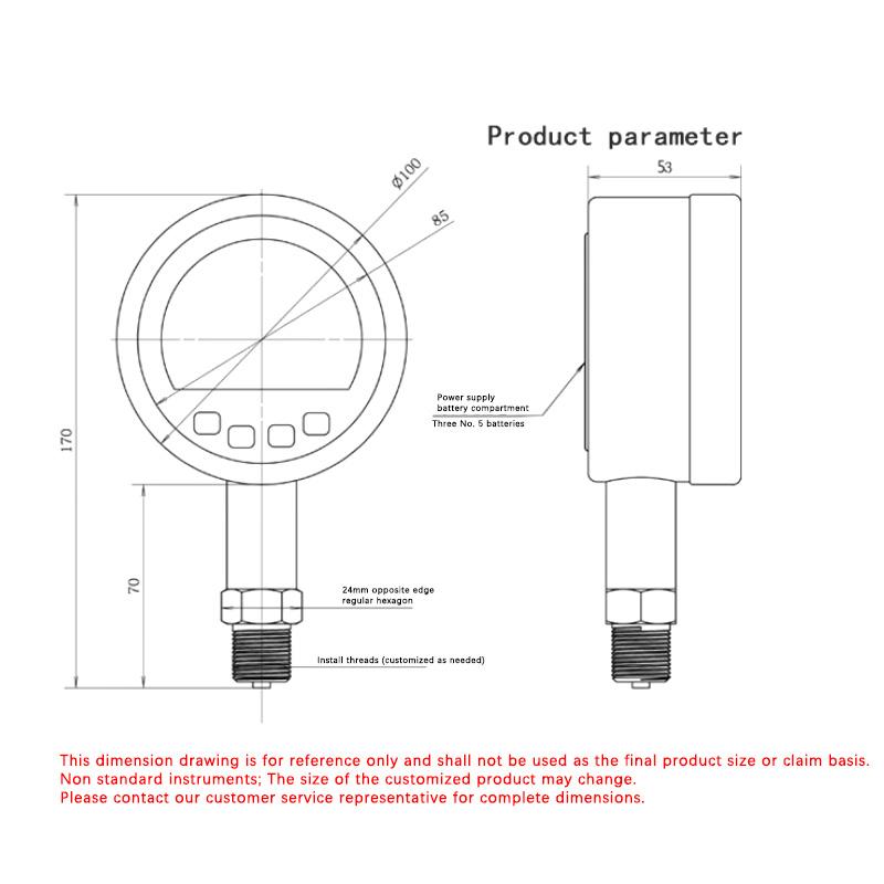 Digital Pressure Gauge Shock Resistant High-Precision Water Pressure Hydraulic Pressure Vacuum Absolute Pressure Gauge