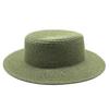 Seaside vacation beach sun protection sun hat green straw hat light board DIY versatile British flat top top top hat
