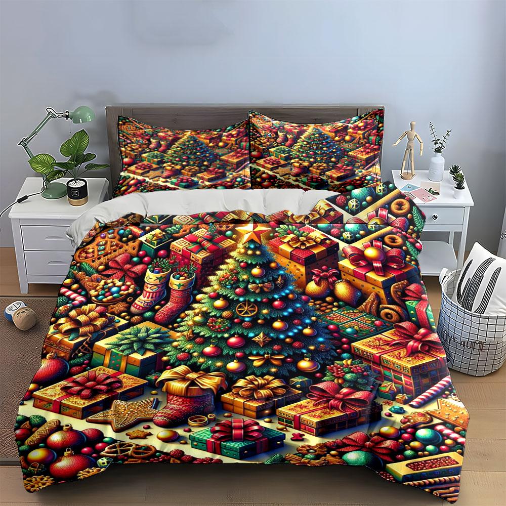 Christmas tree with presents. Bedding sets Duvet cover sets Duvet covers Pillowcases(1*Duvet Cover 2*Pillowcases without duvet insert)