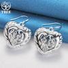 Ювелирные изделия из стерлингового серебра 925 пробы в форме сердца с геометрическими полыми серьгами