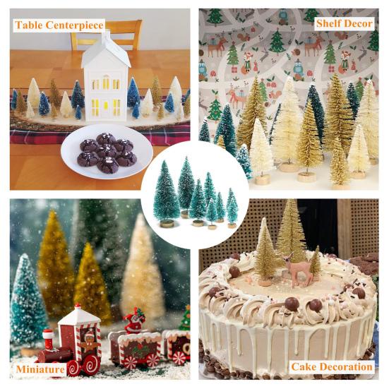 8Pcs Christmas Tree Ornaments Artificial Snowy Pine Tree Figurines Miniature Xmas Tree Statues for Home Table Desk Office Decoration