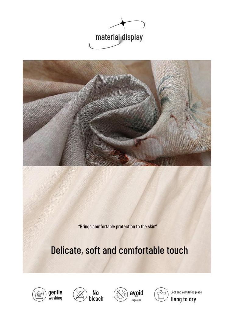 Летний женский костюм в национальном стиле из хлопка и льна, состоящий из двух предметов, для пышных фигур