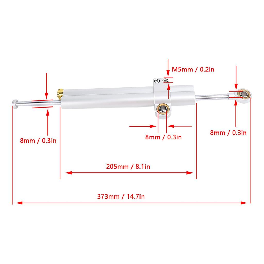 Мотоциклетный рулевой демпфер 373 мм, регулируемый, универсальная посадка, улучшенная стабильность, рулевой стабилизатор для мотоциклов