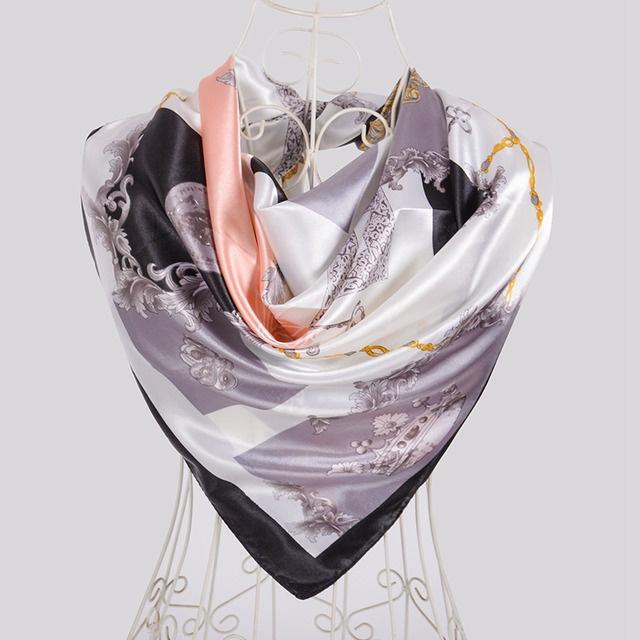 [BYSIFA] China Style Blue White Silk Scarf Cape  New Design Ladies Muslim Head Scarf Printed Fashion Accessories Satin Scarf