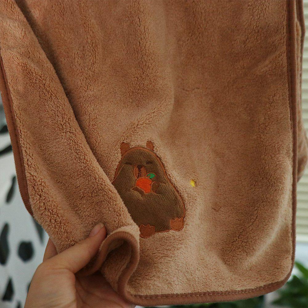 Soft Capybara Pattern Cartoon Towel Super Absorbent Coral Velvet Bath Towel Cartoon Thicker Face Towel Bathroom