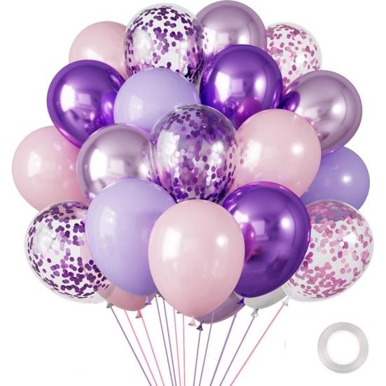 30 Pcs 12inch Metallic Balloons Chrome Latex Balloon with Ribbon for Wedding Bridal Birthday Baby Shower Decoration