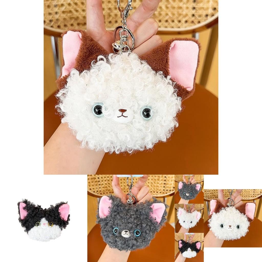 Cute Plush Devon Rex Cat Coin Pouch Keychain Ideal For Earphone And Key Holder