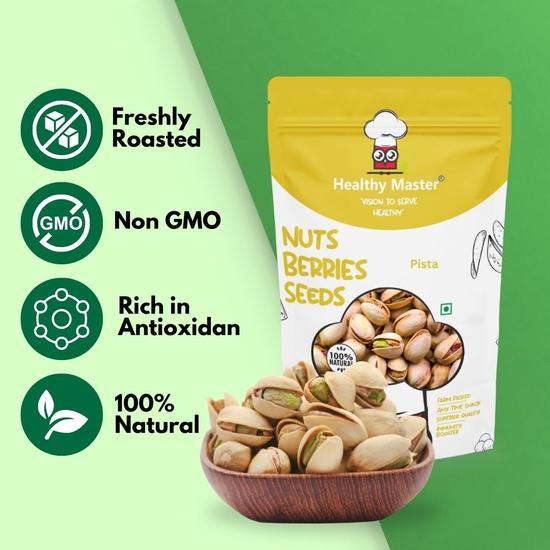 Healthy Master Roasted and Salted Pistachios – 1KG | Pista Salted Premium | No Preservatives, No Artificial Flavour Added | Zero Cholesterol