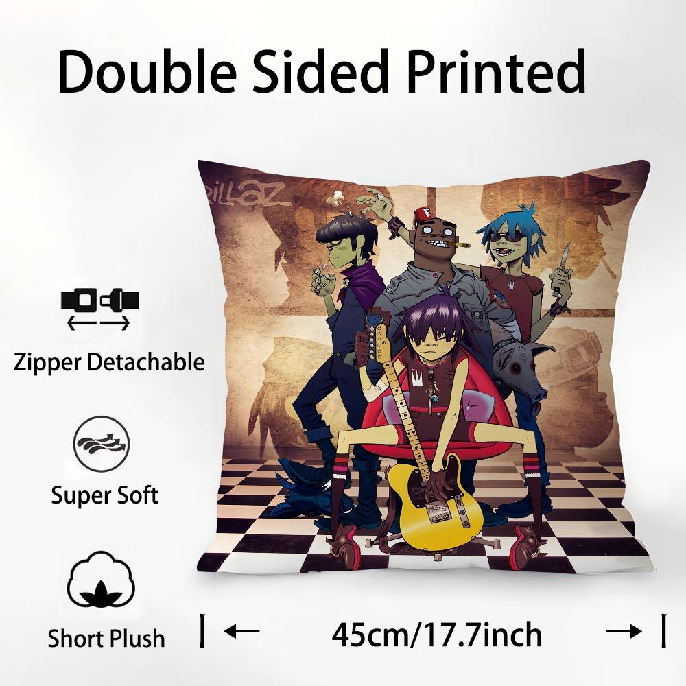 G-Gorillaz Наволочка Квадратная Двусторонняя Печать Чехол для Подушки Для Дивана Дома Спальни Декора Подарок