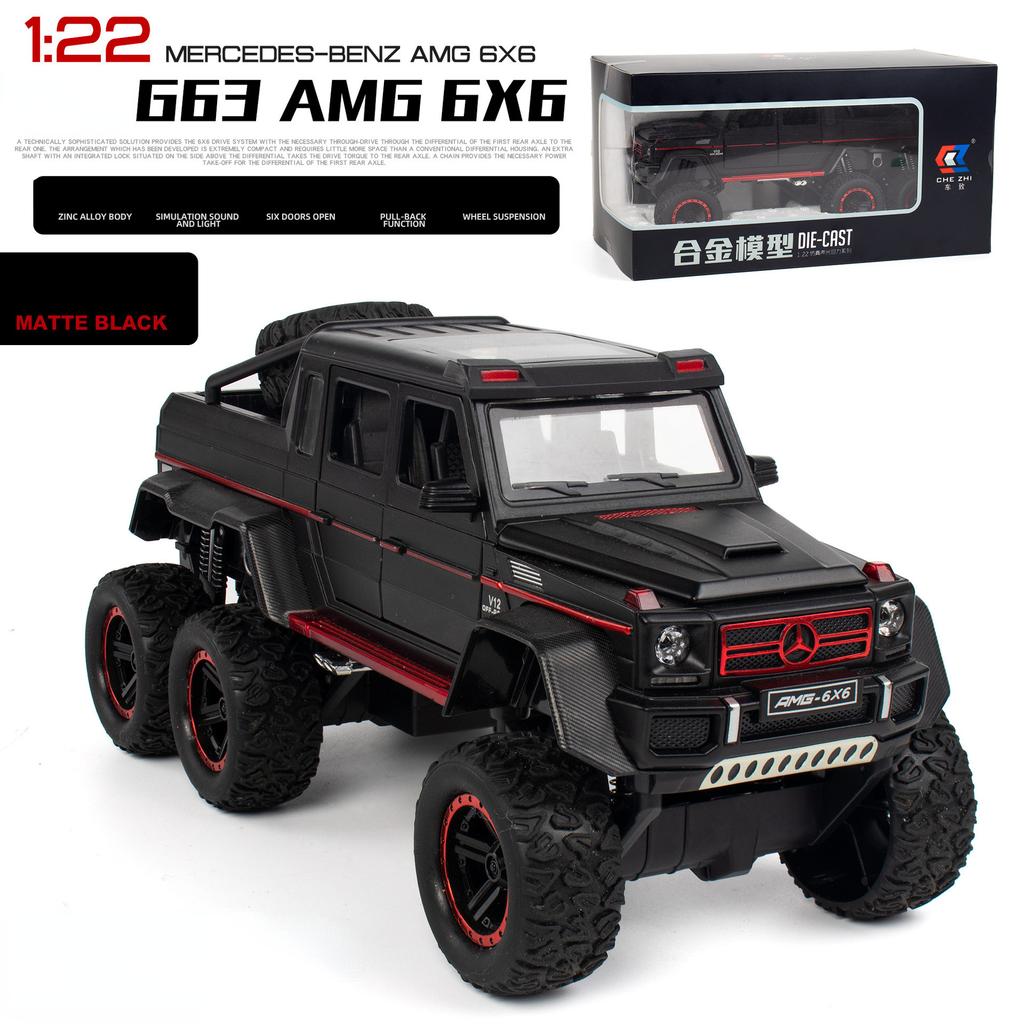 1:22 Mercedes-Benz G63 AMG 6X6 Внедорожник SUV Модель Автомобиля из Сплава Металлическая Литая Игрушки Звук Свет Автомобиль Подарки для Детей A72