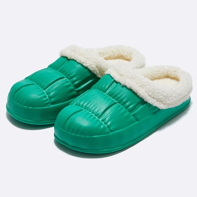 Модные Comwarm Новые модные плюшевые тапочки для женщины мужчины Обувь-хлеб Зимние теплые Толстая платформа Водонепроницаемые тапочки Уличная домашняя обувь