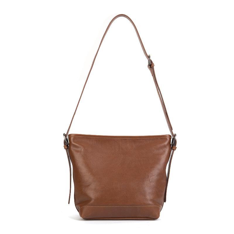 Женская сумка винтажная сумка-ведро из коровьей кожи с растительным дублением, повседневная сумка через плечо большой емкости