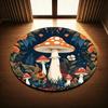 Vintage Mushroom Round Area Rug Dark Botanical Floral Border Non Slip Circle Carpet for Living Room Bedroom Decor