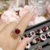 Luxury Colored Gemstone S925 Sterling Silver Silver Plated Inlaid Ring Ladies Medieval Design Noble Zircon Evening Banquet
