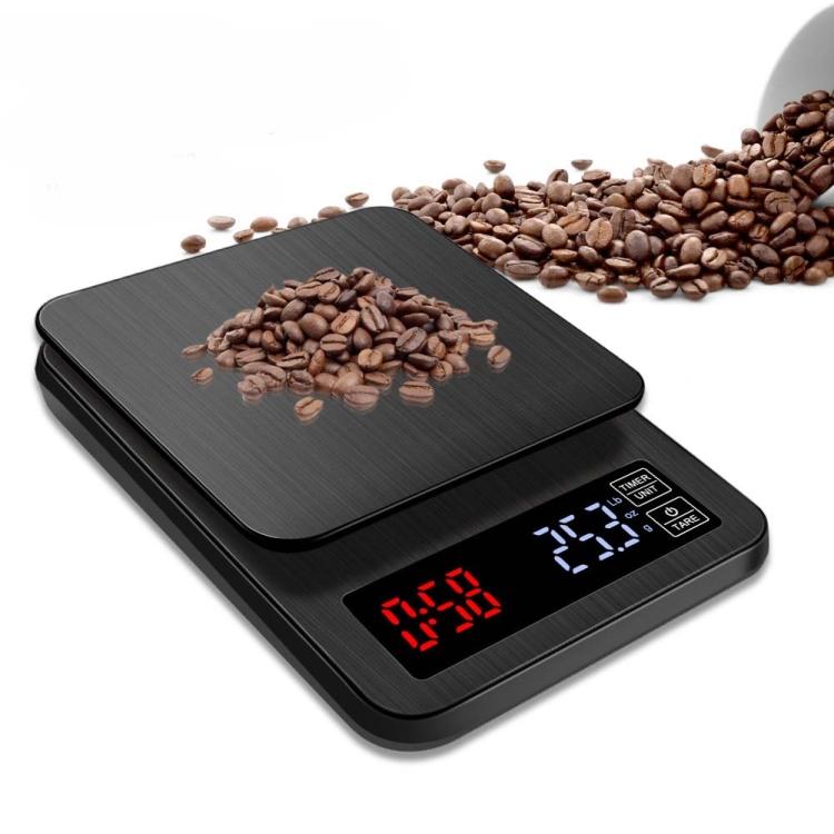 Factory Price 10kg/1g Household Hand-Pushed Coffee Scale USB-Powered Smart Kitchen Scale With Timing
