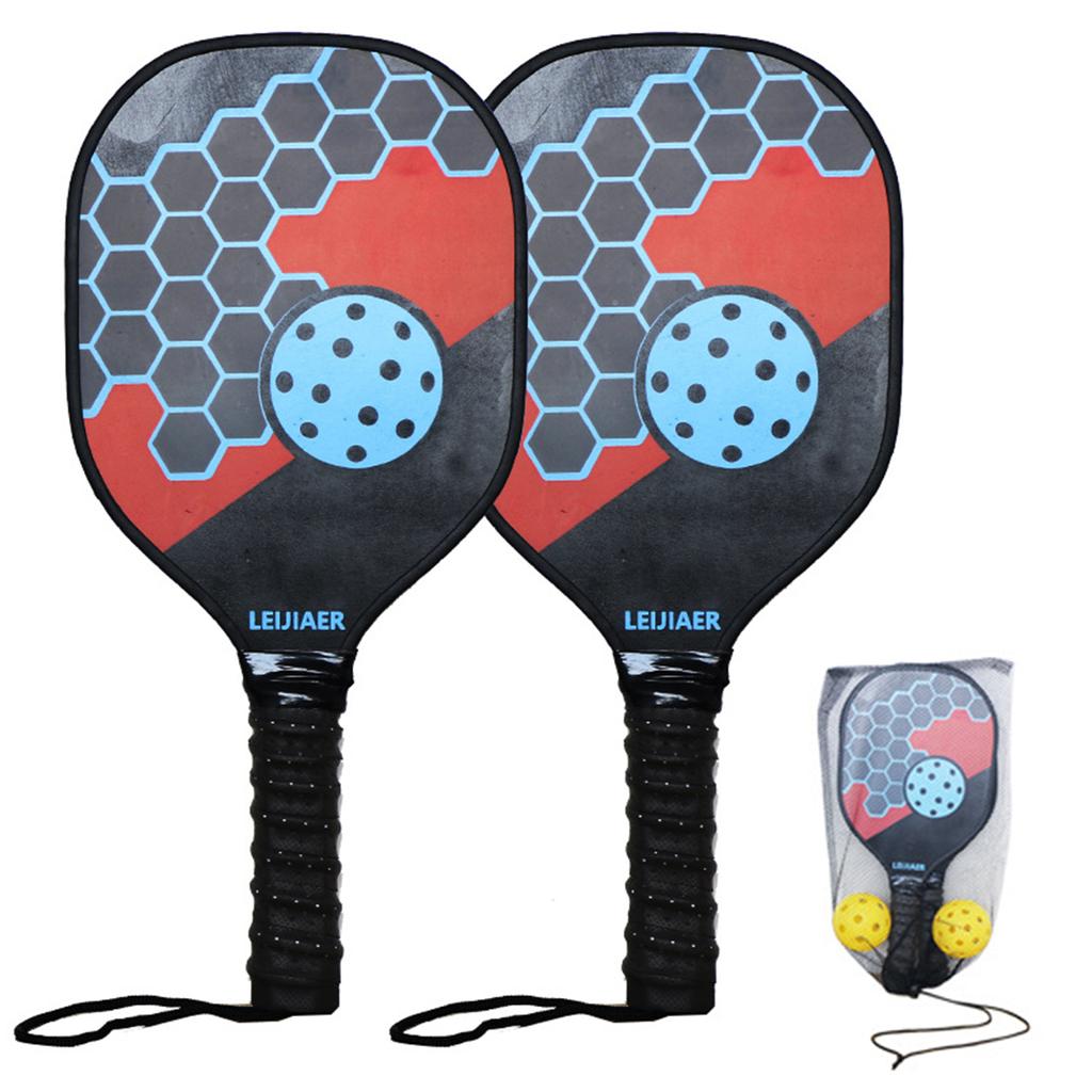 Pickleball Paddles Set of 2 Wooden Pickleball Rackets with Balls and Mesh Storage Bag for Beginners