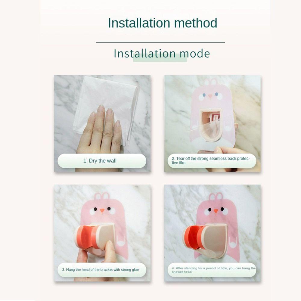 Punch-Free Shower Bracket Self-adhesive Shower Head Base Cute Showerhead Stand Bathroom