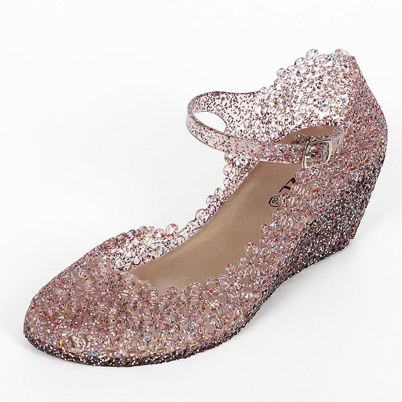 Женские стильные босоножки на танкетке Женские прозрачные туфли Дышащие летние босоножки Женские туфли из желе Повседневные босоножки Женская обувь