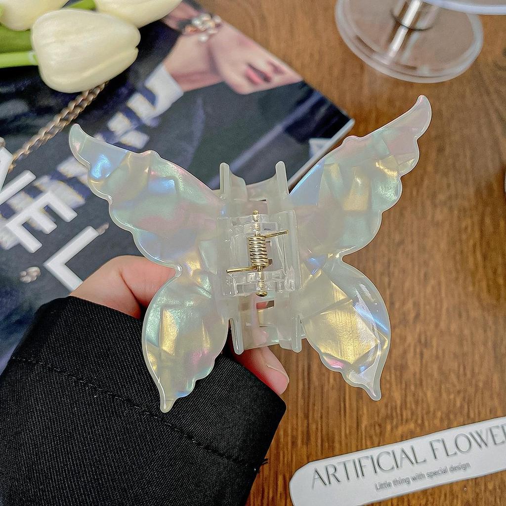 Iridescent Mermaid Shark Clip: Large Korean Acetate Hair Claw for Women's Updo