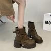 New Plus Size Women's Shoes - British Folded Platform Martin Boots Women's Autumn and Winter Maillard Small Short Boots