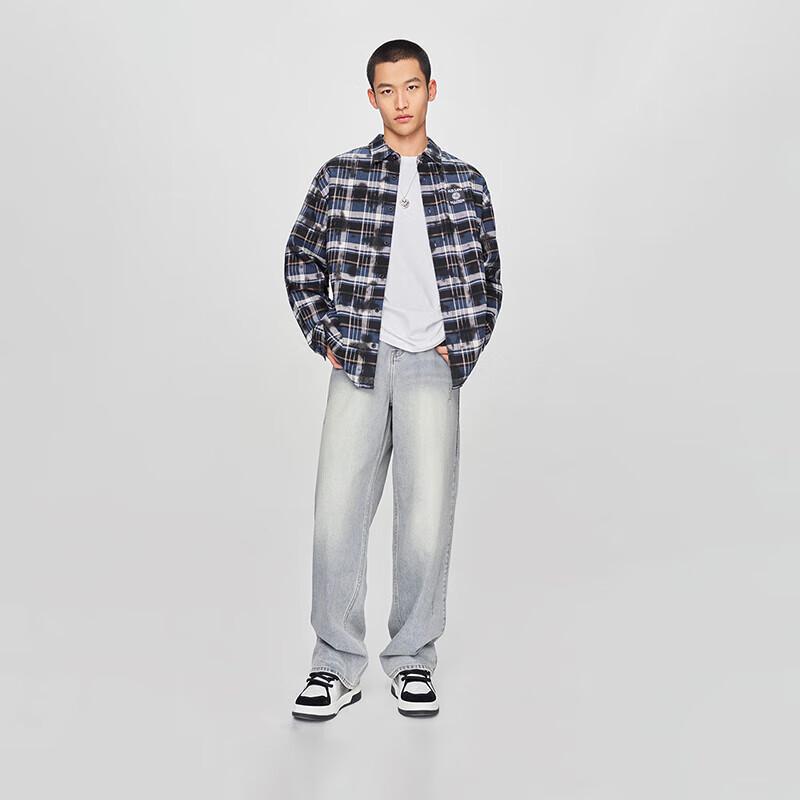 Lee Мужская рубашка в клетку с длинным рукавом, комфортного кроя, с текстурой