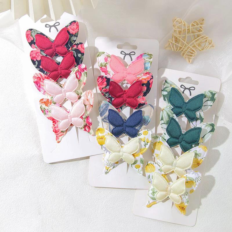 New 4PCS Flower Butterfly Hair Clips Girls Favorite Fashion Lovly Barrettes Clips Gift Baby Hair Accessories