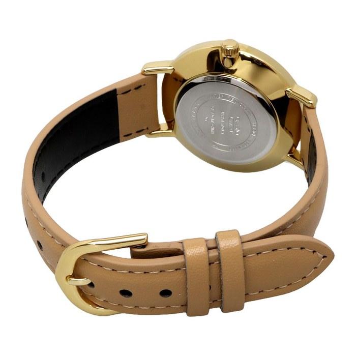 Casio LTP-VT03GL-4B Women's Analog Quartz Watch, Pale Orange Metallic & Beige Leather Band