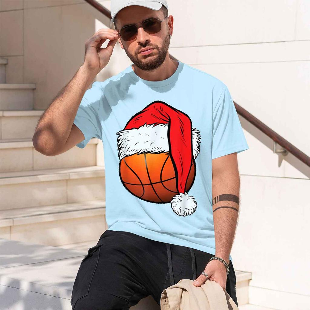 Christmas Basketball Design Unisexs Tshirt Holiday Sports Theme Winter Season Gift For Basketball Fans 2026 New Model Shortsleev