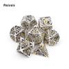 7 Pcs Silver Golden Dragon Metal Dice Hollow Metal Polyhedral Dice Set Suitable for Role-Playing RPG Board Game Card Game