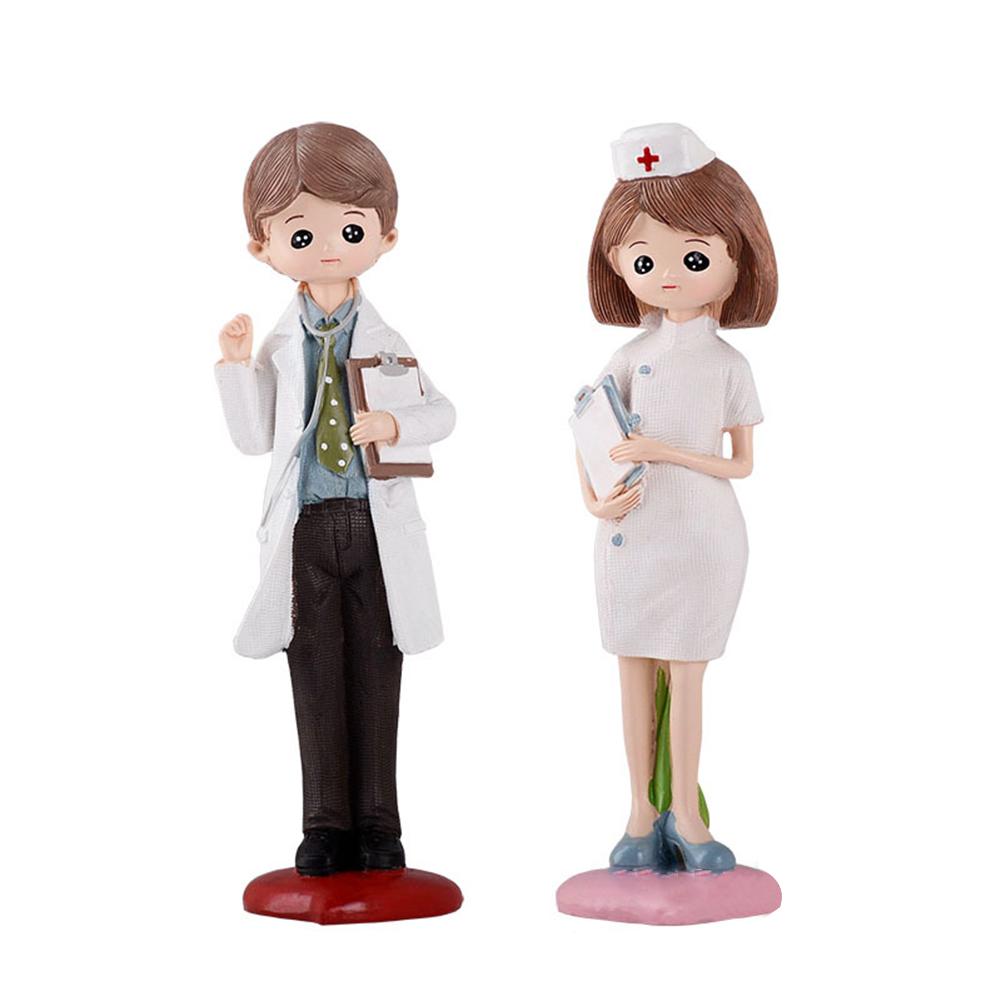 Смоляная фигурка Искусственный поделочный Доктор Медсестра Статуэтка Настольное украшение для офиса