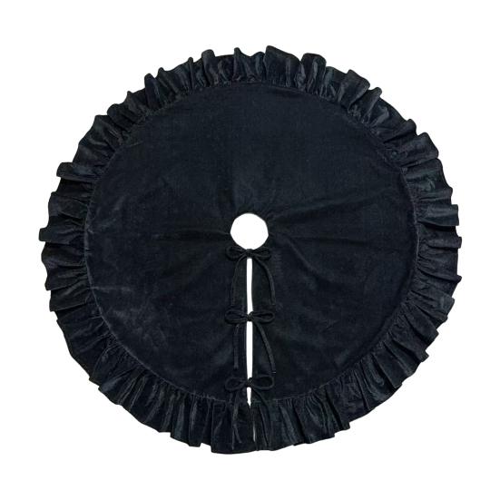 Yousheng Velvet Christmas Tree Skirt 48 Inch Ruffled Holiday Tree Skirt Rustic Xmas Tree Decoration Soft Festive Tree Apron for Cozy Celebrations