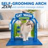 Anti Slip Grooming Arch Cat Wash Station, Self Groomer, Car Stress Relief for Cats Design, Soft Rubbing Brushes, Massager Scratcher Indoor Massage