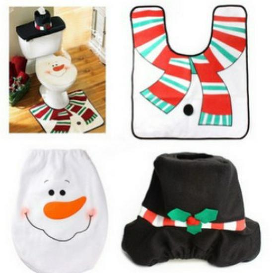 Santa Claus 3-Piece Toilet Set: Seat Cover, Foot Pad, Water Tank & Tissue Cover
