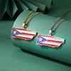  Enamel Puerto Rico Map Flag Pendant Necklaces Stainless Steel Gold/Silver Color Fashion Heart Jewelry For Men Women Gift