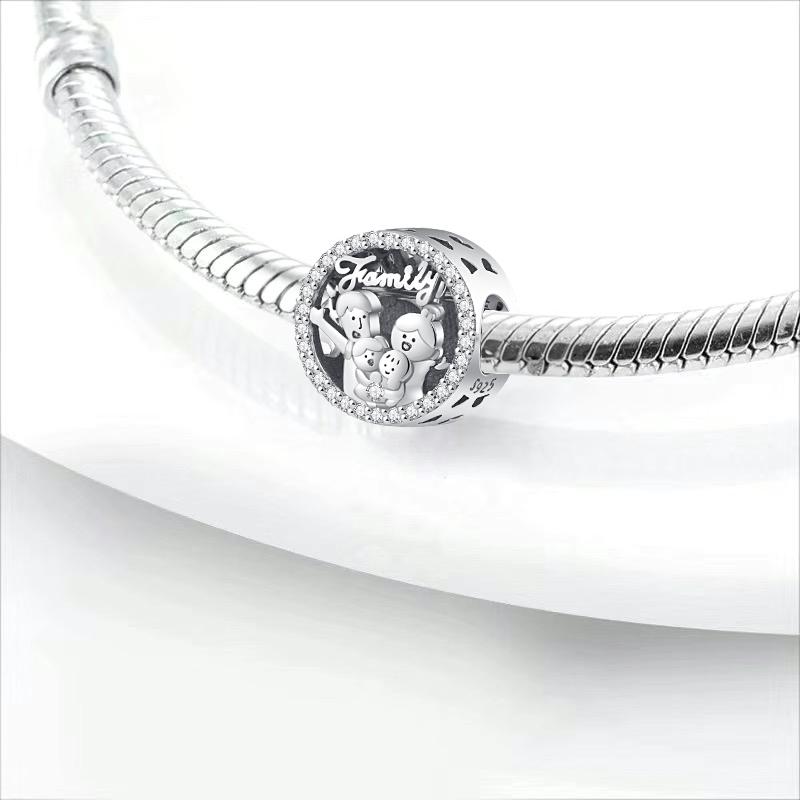 Семейный Шарм Fit Original Браслет Блестящая Бусина Diy Женские Украшения Подарок Медная Штучка Украшения Подарок на Вечеринку