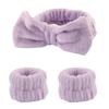 3Pcs Bow Headband Wristband Set Towel Elastic Soft Washing Face Shower Make Up Yoga Sports Skincare Headband for Women Girls