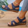 Fashion Casual Peep Toe Platform Wedges Women Sandals Hollow Out Leather Cross  Hook & Loop Beach Shoes Size 36-43