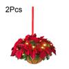 2PC Creative Christmas Wreath Hanging Basket Pendant Ornament Artificial Home Decoration Gift