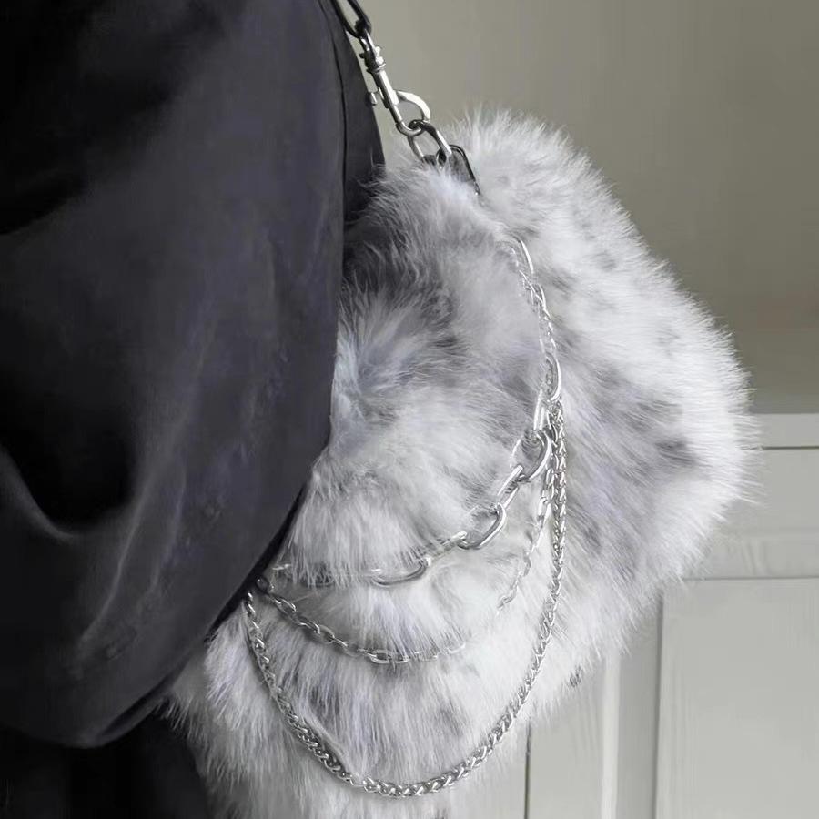 IELGY Сумка-подмышка с плюшевой цепочкой и постепенным изменением цвета, косая сумка на одно плечо с нишевым дизайном