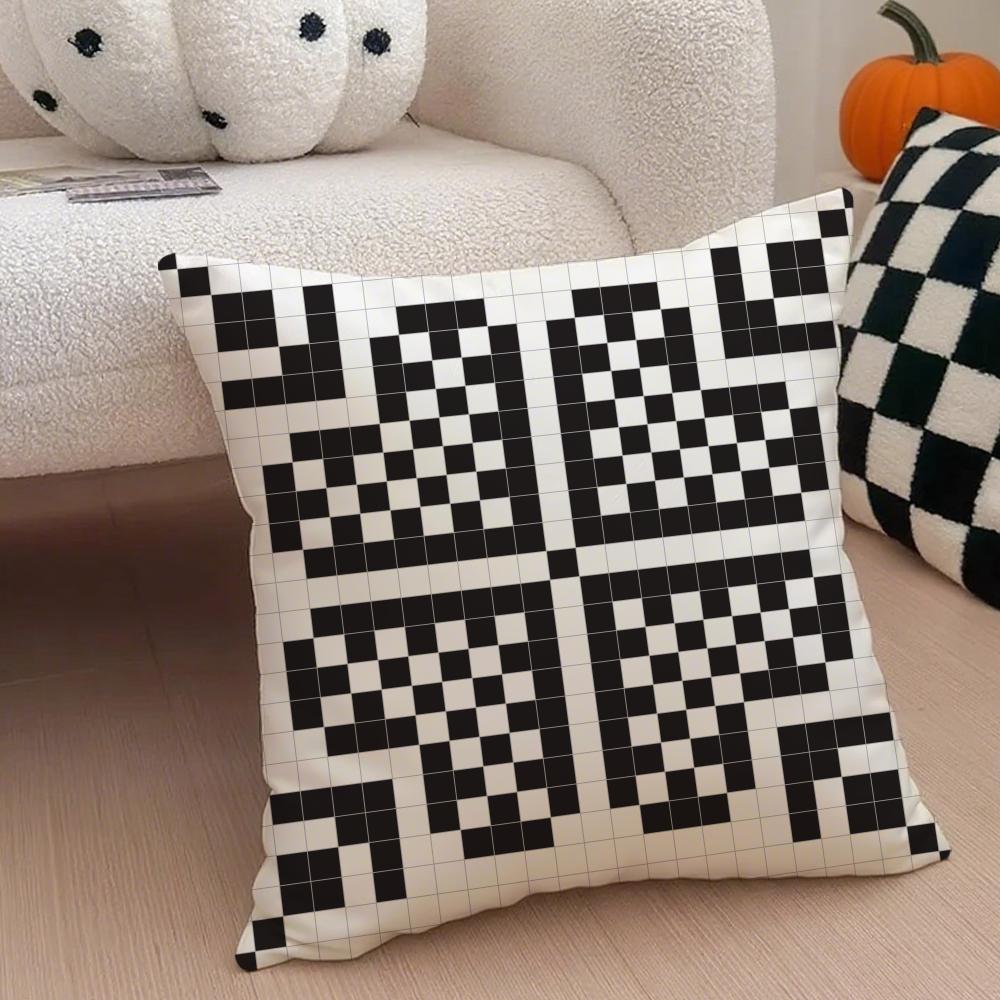 Retro Pixelated Ar Pixel Print Texture Cushion Cover Throw Pillow Cover Hidden Button Durable Polyester Chair Cushion