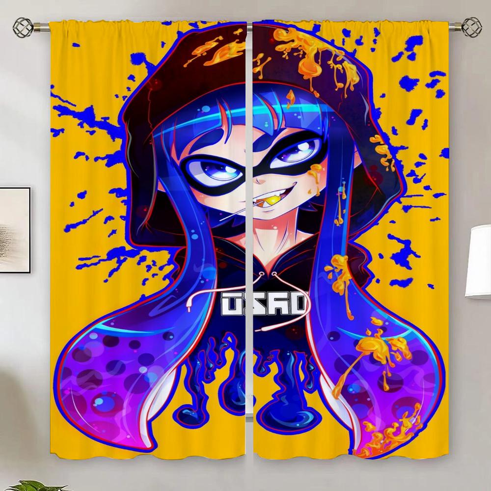 Splatoon Kitchen Curtains for Living Room 2 Elegant Pieces Blackout Curtain 100% Cheap Things With Free Shipping for Home Blinds