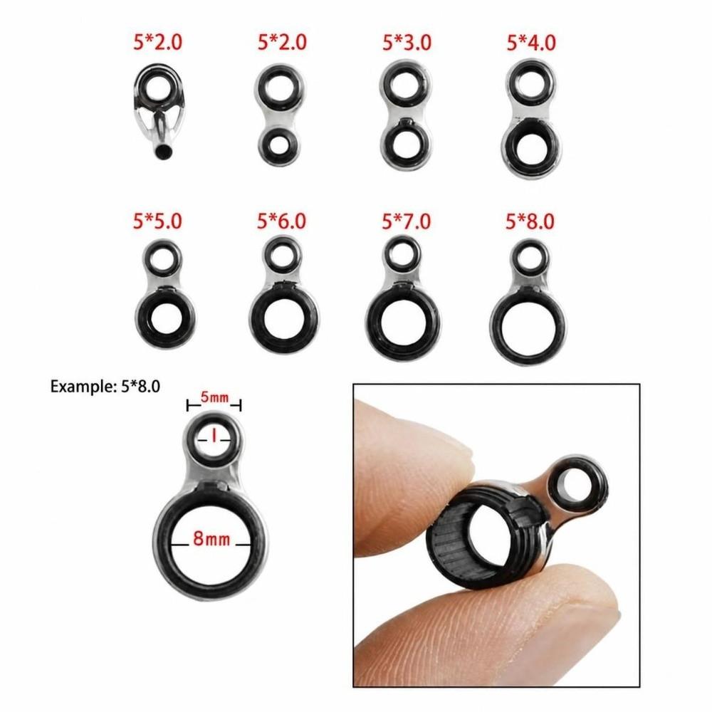 80PCS Ceramic Insert Fishing Rod Guide Kit Rod Guide Repair Kit for Telescopic Rod Repair